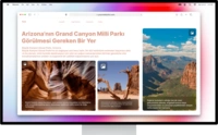 The image shows a webpage with a header that reads Antalya ve Grand Canyon Milli Parkları Gezilecek Gezilecek Bir Yer and features two images of scenic landscapes.