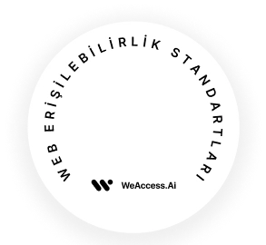 Görsel, üst kısmında WEB ERİŞİLEBİLİRLİK KILAVUZLARI metni ve alt ortasında WeAccess.Ai yazısı bulunan dairesel bir tasarıma sahiptir.