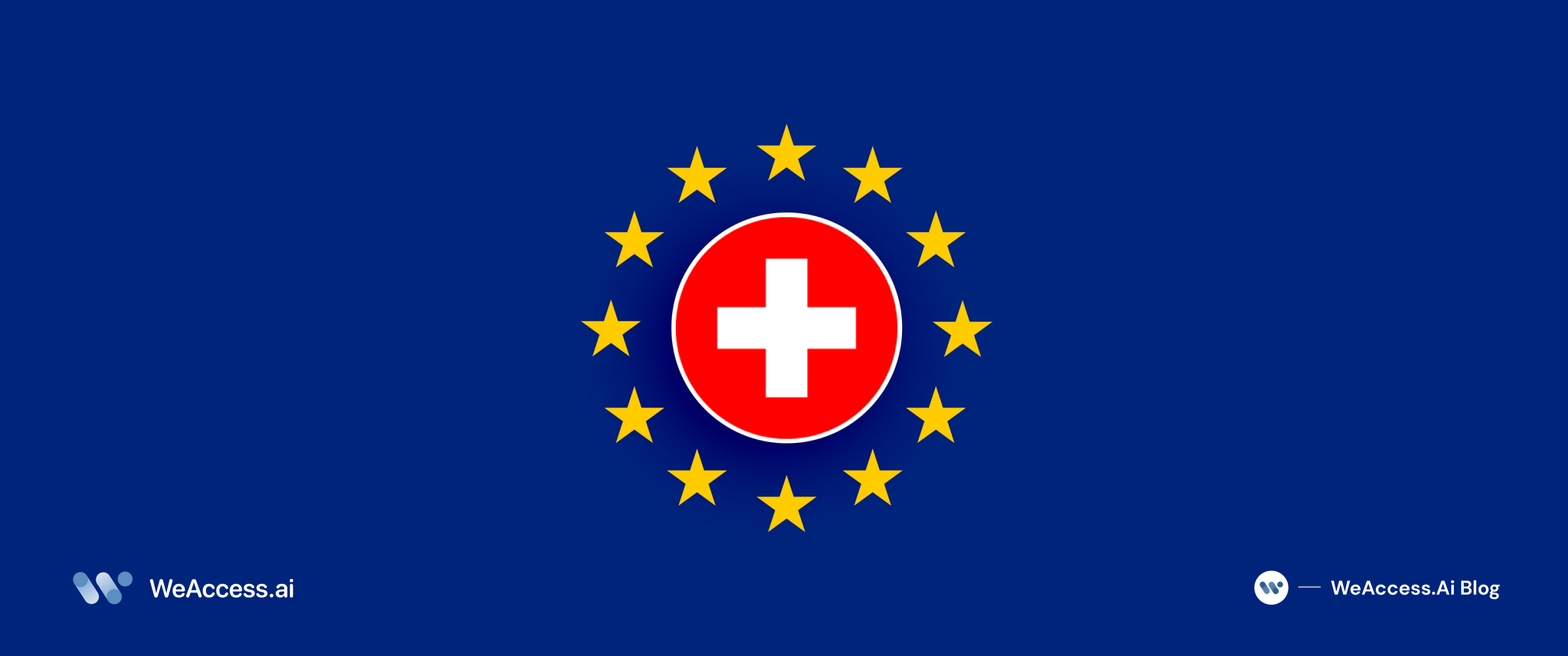  the flag of the switzerland in the center and an image representing the stars of the European Union around it 